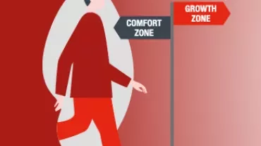 Person auf dem Weg zur Wachstumszone, weg von der Komfortzone.