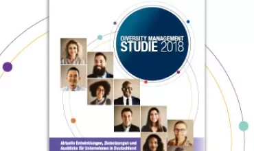 Cover der Diversity Management Studie 2018 mit Porträts von Menschen.