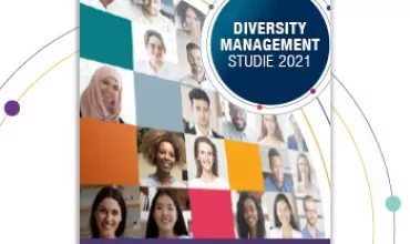 Cover der Diversity Management Studie 2021 mit buntem Mosaik aus Personenfotos.